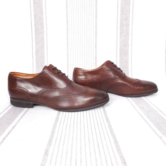 Wolf + Shepherd Oxford Dress Shoes Mens 13 Senna Wingtip Brogue Brown Leather - Picture 2 of 16